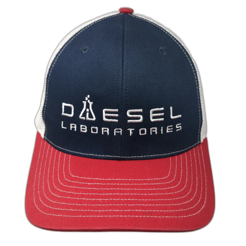 Richardson Trucker Hat Blue Red White One Size Diesel Laboratories Mesh Snapback